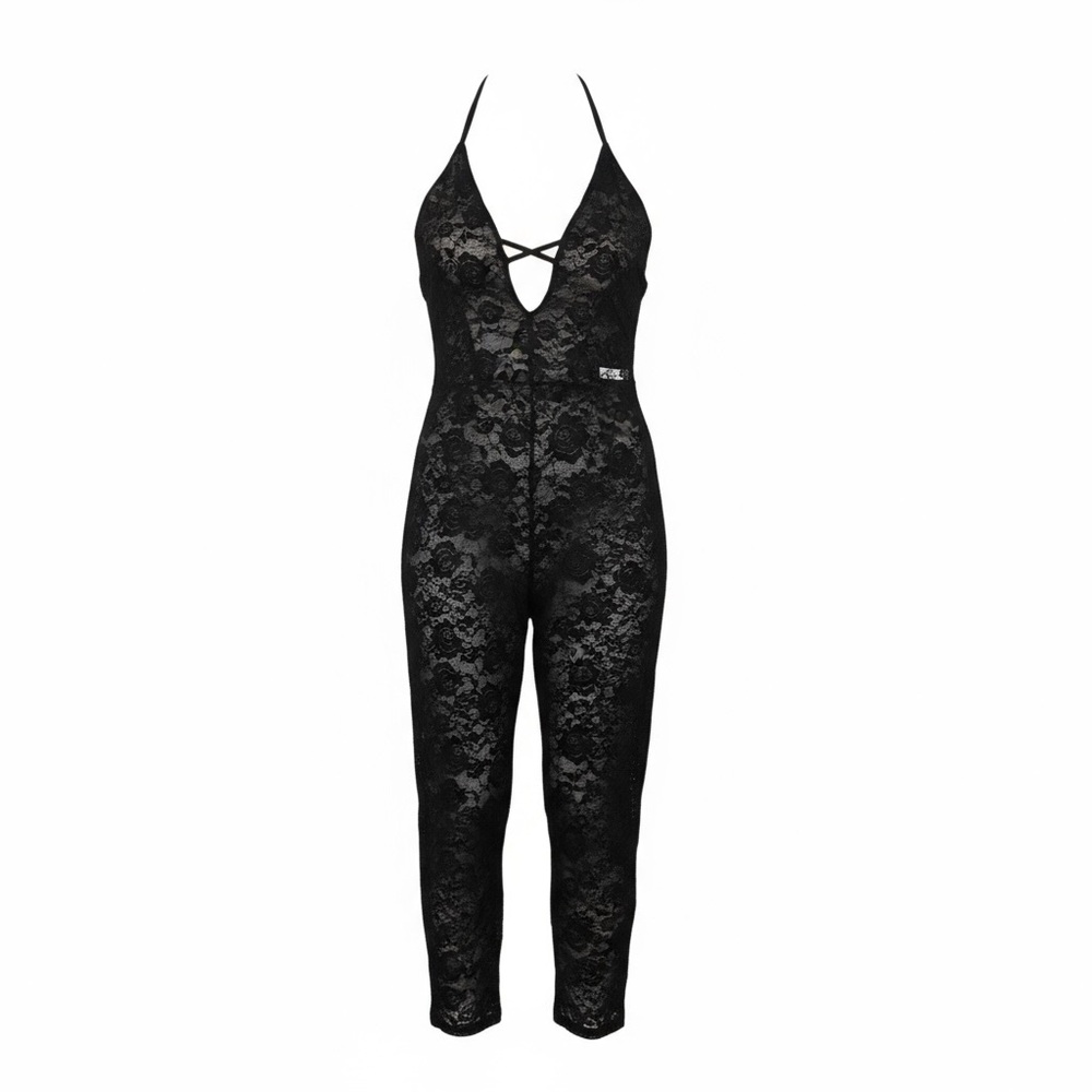 Adore Me Black Lace Halter Pajama
